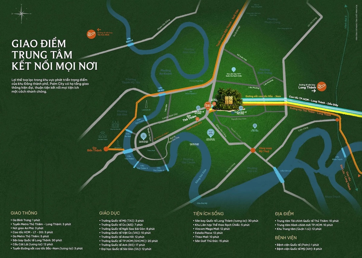 Bản đồ vị trí chiến lược căn hộ Palm River khu đô thị Palm City Nam Rạch Chiếc