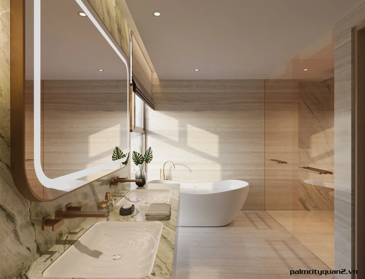 Nhà mẫu Palm River phòng tắm thiết bị vệ sinh cao cấp sang trọng