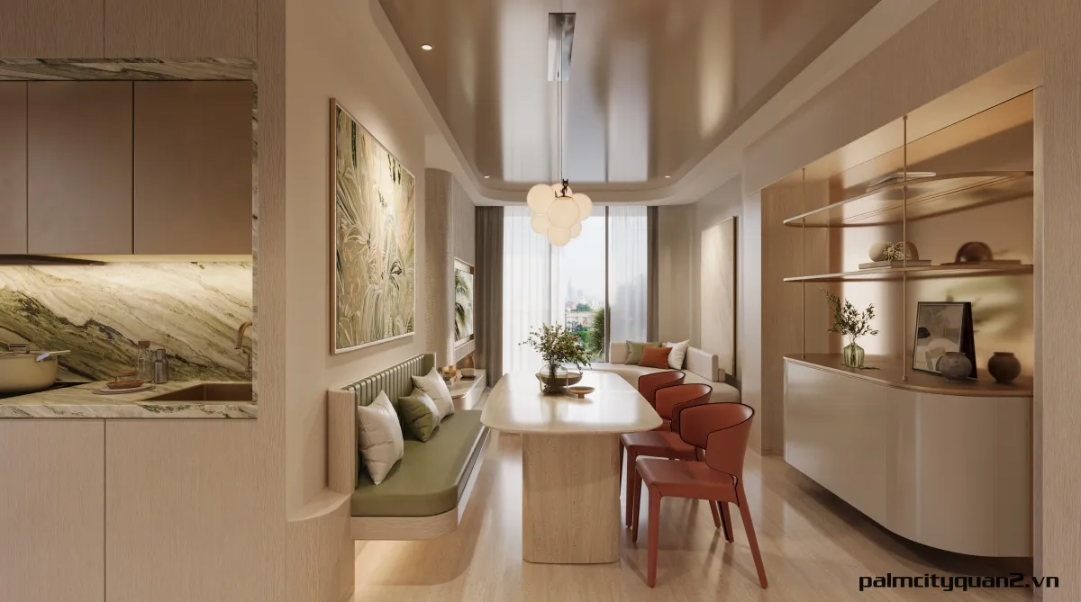 Nhà mẫu Palm River căn hộ 3 phòng ngủ hoàn thiện tổng thể