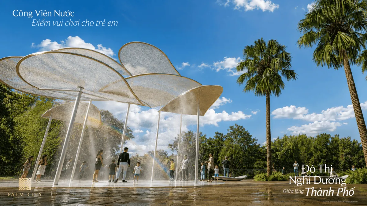 Khu vui chơi trẻ em ngoài trời cạnh bờ sông tại Palm City Quận 2