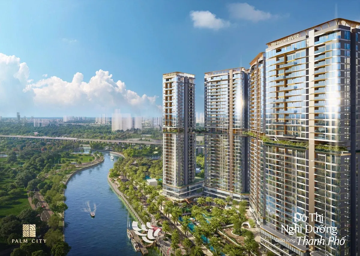 Phối cảnh Palm River ven sông cạnh trục hạ tầng khu Đông TP.HCM